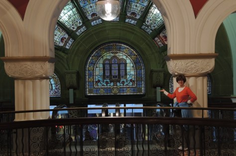 From the inside out you can still enjoy the stained glass masterpieces of the Queen Victoria Building.
