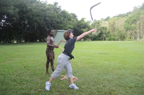 Tossing the boomerang under tribal tutelage.