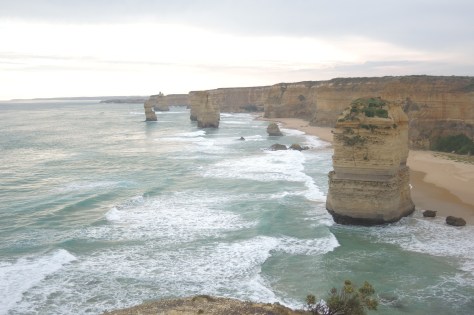 Some of the limestone towers known as the "Twelve Apostles."