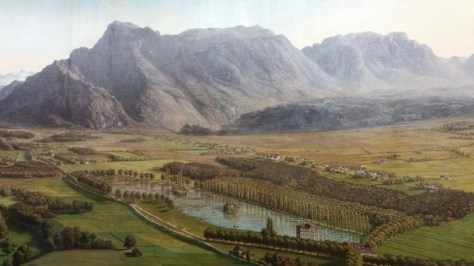 Detail portion of Panorama painting on museum display in Salzburg