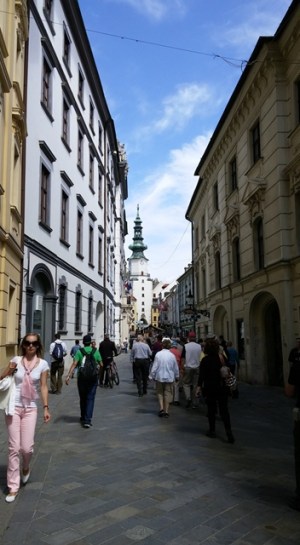 Narrow street scene, Bratislava