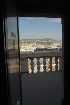Doorway to rooftop views from St. Stephen's , Budapest