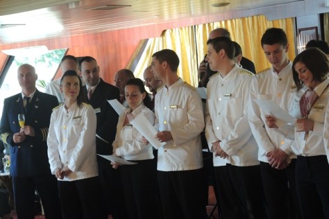 Crewmembers of Rhapsody say good-bye